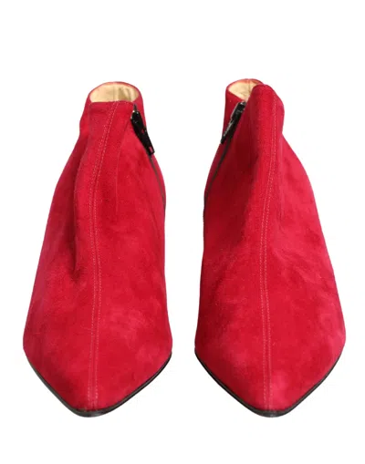 Dolce & Gabbana Suede Ankle Boot In Red