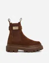 Dolce & Gabbana Suede Ankle Boots In Brown