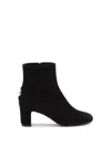 Dolce & Gabbana Black Ankle Boots With Dg Logo Plaque On The Back In Suede Woman In Black