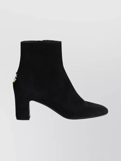 Dolce & Gabbana Suede Ankle Boots Block Heel In Black