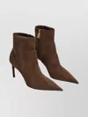 Dolce & Gabbana Women Devotion Pointed-toe Ankle Boots 75mm In Brown