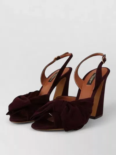 Dolce & Gabbana Suede Ankle Strap Sandals Block Heel In Brown