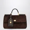 Dolce & Gabbana Suede Tote Bag With Padlock Embellishment Called My Sicily In Brown