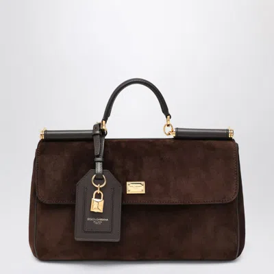 Dolce & Gabbana Suede Bag My Sicily In Brown