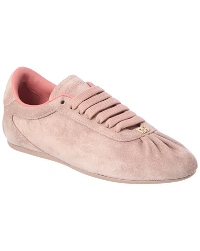 Dolce & Gabbana Soft Ballet Sneakers In Split Calfskin In Pink