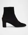 Dolce & Gabbana Black Ankle Boots With Dg Logo Plaque On The Back In Suede Woman In Black