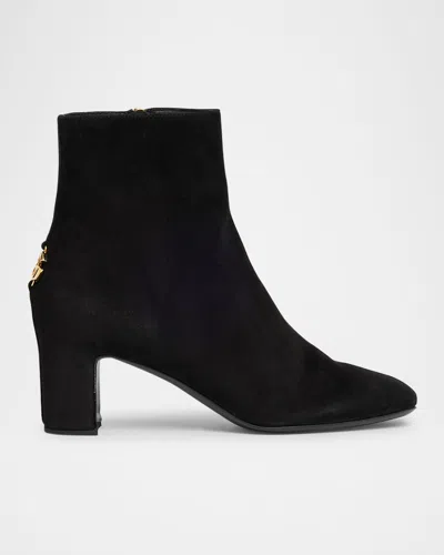 Dolce & Gabbana Suede Block-heel Ankle Booties In Black