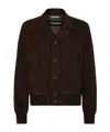 Dolce & Gabbana Suede Bomber Jacket In Black