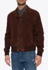 Dolce & Gabbana Suede Bomber Jacket In Brown