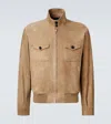 Dolce & Gabbana Suede Bomber Jacket In Orange