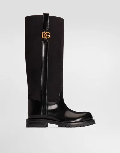 Dolce & Gabbana Suede Boots In Black