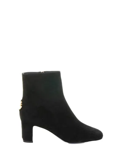 Dolce & Gabbana Suede Boots With Dg Logo In Black