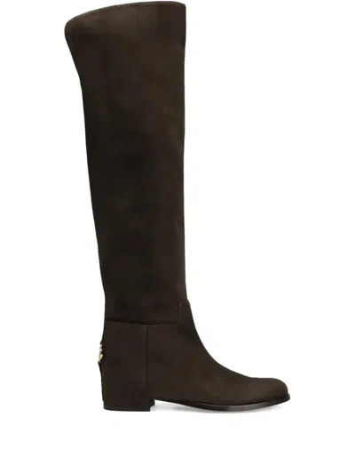 DOLCE & GABBANA DOLCE & GABBANA SUEDE BOOTS WITH LOGO