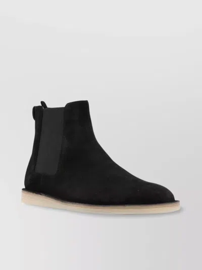 Dolce & Gabbana Suede Calf Round Toe Boots In Black