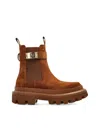 Dolce & Gabbana Suede Buckle Faux Fur Chelsea Booties In Brown