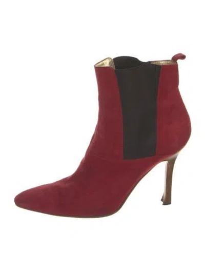Pre-owned Dolce & Gabbana Suede Chelsea Boots In Red