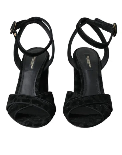 Dolce & Gabbana Suede Crossover Heel Sandal In Black