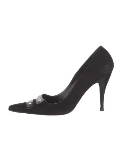 Pre-owned Dolce & Gabbana Suede Crystal Embellishments Pumps In Black