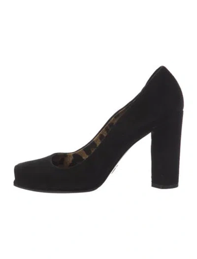 Pre-owned Dolce & Gabbana Suede Cutout Accent Pumps In Black