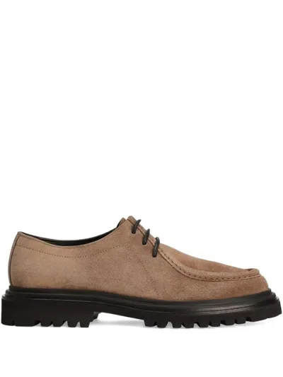Dolce & Gabbana Suede Derby Shoes With Lace-up Design In Brown