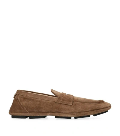 Dolce & Gabbana Suede Driver Shoes In Beige