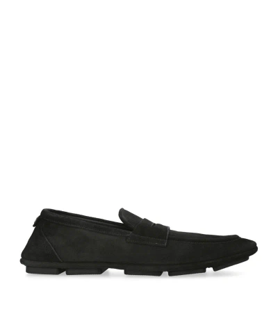 Dolce & Gabbana Suede Driving Shoes In Black