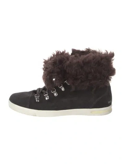 Pre-owned Dolce & Gabbana Suede Faux Fur Trim Sneakers In Multi