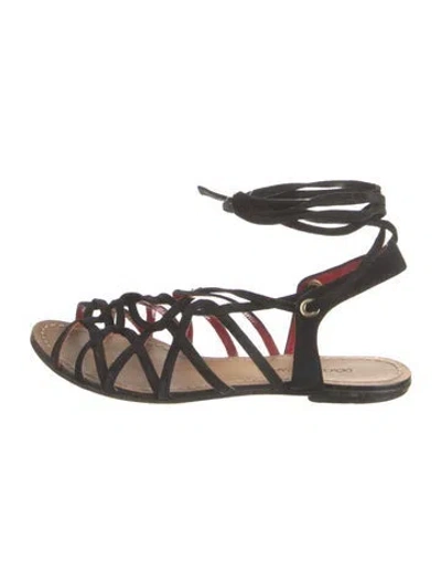Pre-owned Dolce & Gabbana Suede Gladiator Sandals In Black