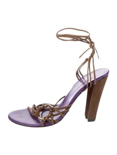 Pre-owned Dolce & Gabbana Suede Gladiator Sandals In Purple