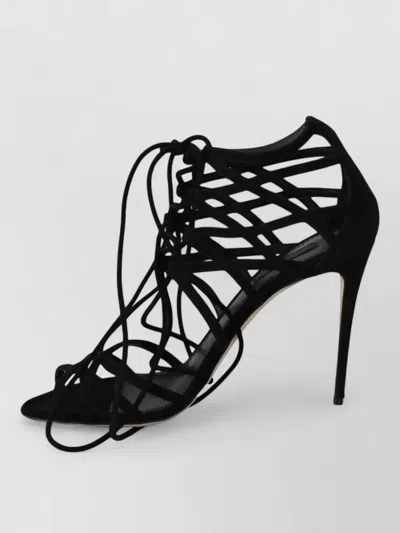 Dolce & Gabbana Suede Gladiator Stilettos Strappy Open Toe In Black