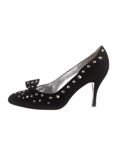 Pre-owned Dolce & Gabbana Suede Graphic Print Pumps In Black