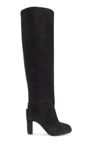 Dolce & Gabbana Suede Heeled Boots In Black