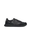 Dolce & Gabbana Round Toe Leather Sneakers With Suede Accents In Black