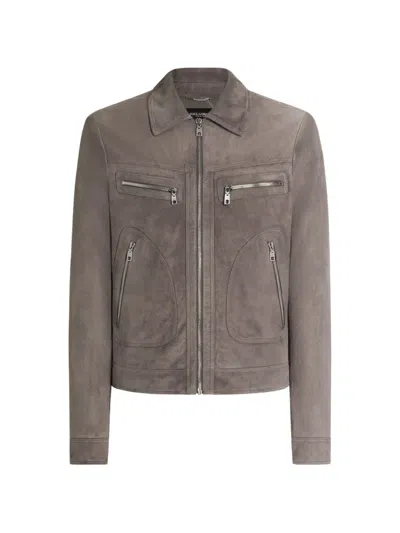 Dolce & Gabbana Suede Jacket In Black