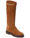 Dolce & Gabbana Logo Suede Knee-high Boots In Brown
