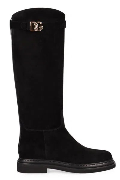 Dolce & Gabbana Suede Knee High Boots