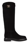 Dolce & Gabbana Dolce  Gabbana Logo Plaque Round Toe Boots