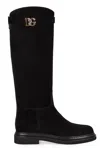 Dolce & Gabbana Logo-plaque Equestrian Boots In Black