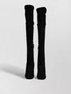 Dolce & Gabbana Suede Knee High Boots Block Heel In Black