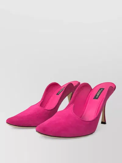 Dolce & Gabbana Suede Leather High-heel Mules In Pink