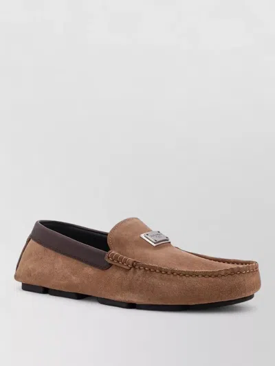 Dolce & Gabbana Suede Loafer Leather Inserts Contrast Trim
