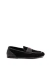 Dolce & Gabbana Ariosto Black Loafers With Metallic Dg Logo Plate On The Front In Leather And Suede Man In Black