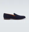 Dolce & Gabbana Logo-embellished Suede Loafers In Blue