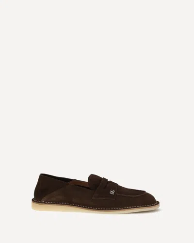 Dolce & Gabbana Suede Loafers In Brown