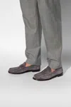 Dolce & Gabbana Suede Loafers With Round Toe And Metal Buckle In Grey