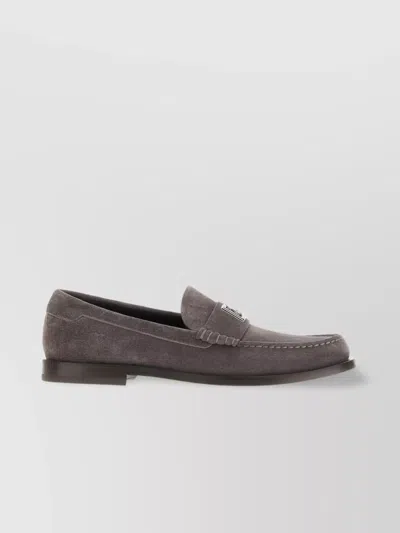 DOLCE & GABBANA SUEDE LOAFERS WITH ROUND TOE AND METAL BUCKLE