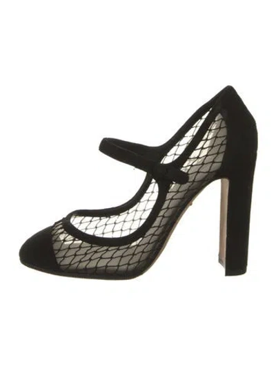Pre-owned Dolce & Gabbana Suede Mesh Accents Pumps In Black