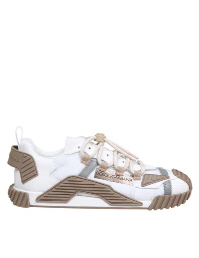Dolce & Gabbana Suede, Mesh And Calfskin Sneakers With Rubber Inserts In White