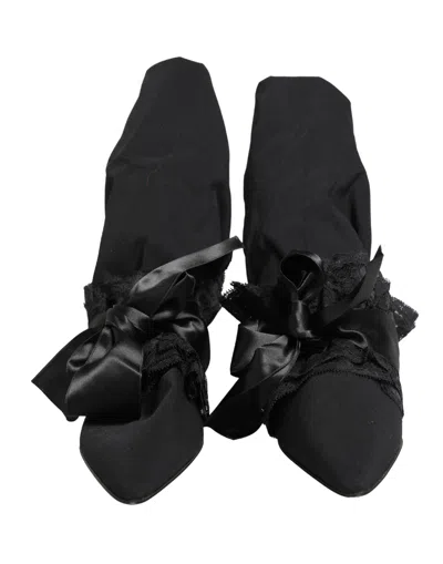 Dolce & Gabbana Suede Mid Calf Boot In Black