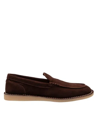 Dolce & Gabbana Suede Moccasin From The New Florio Line In Brown